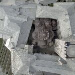 The building complex of the Monastery as seen from above, with the Cathedral at its center.