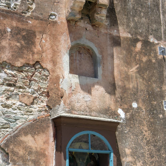 The entrance of the Monastery with the Apostles patrons of the Monastery.