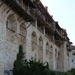 The high walls of the Monastery.