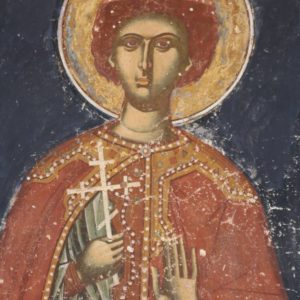 Fresco of St Georgios in the old Cathedral.