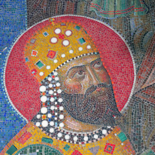 Detail from the copper engraving of founder Alexios III Komninos (work of N. Masteropoulos).