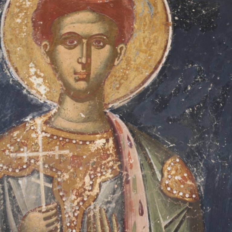 Fresco of St Demetrios in the old Cathedral.