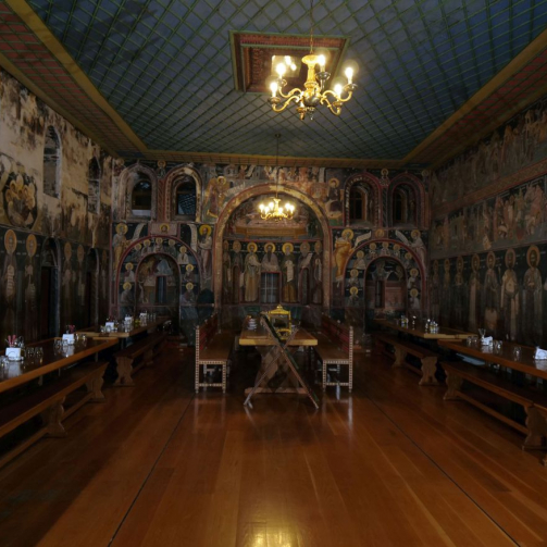 The south extension of the refectory with the abbot's throne, 16th century.