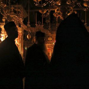 Pilgrims and fathers of the Monastery