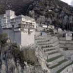 View of Dionysiou Monastery from the sea.