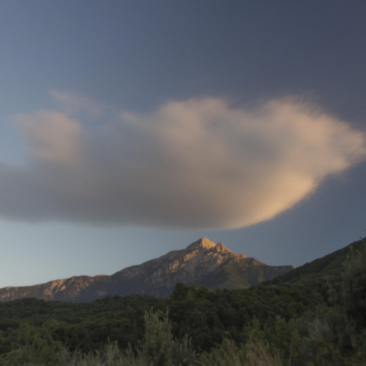 A magnificent view of a cloud over mount Athos.