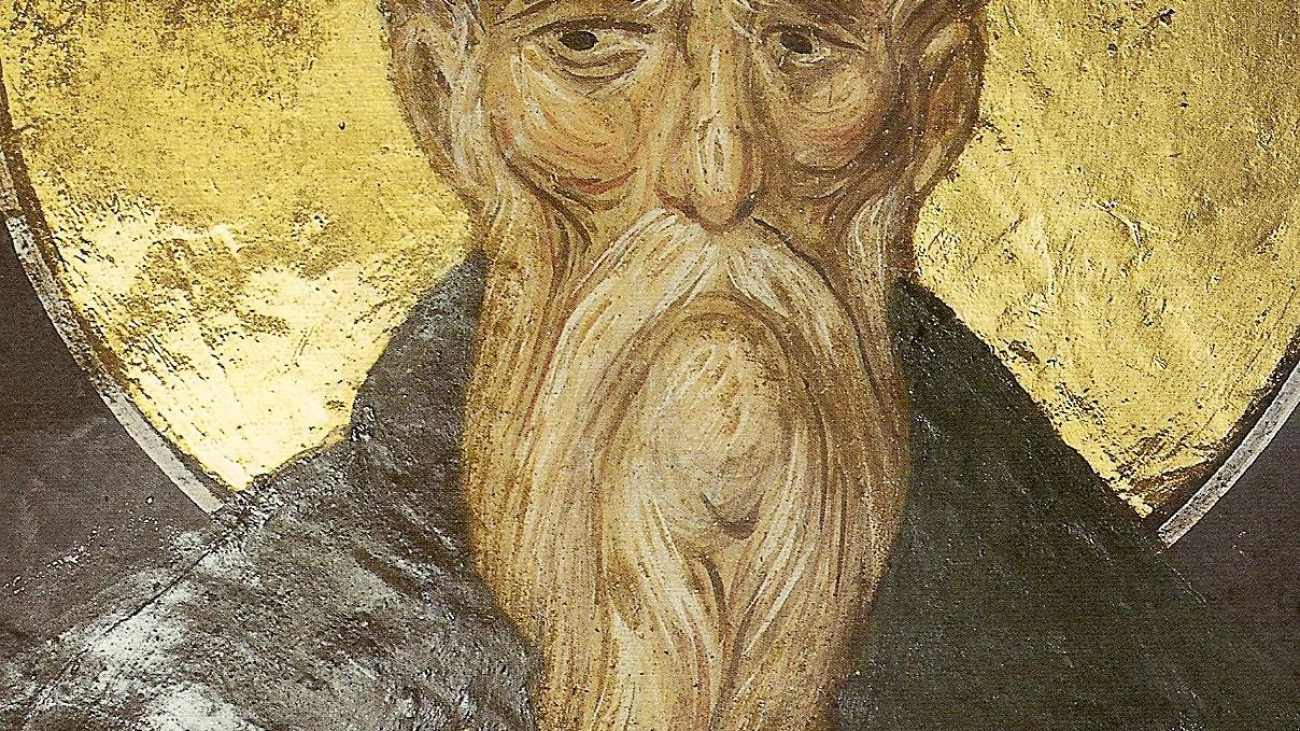 Saint Athanasios the Athonite, fresco of the Pantokratoros Monastery, ca. 1372/3.