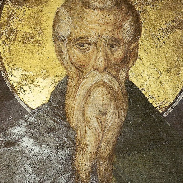 Saint Athanasios the Athonite, fresco of the Pantokratoros Monastery, ca. 1372/3.