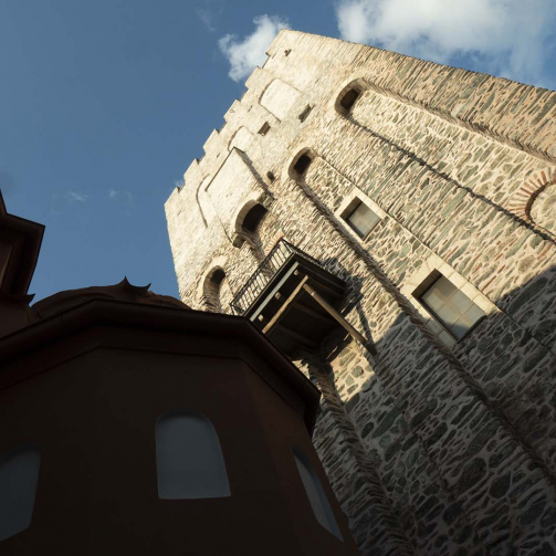 The tower from the inner precinct of the Monastery.