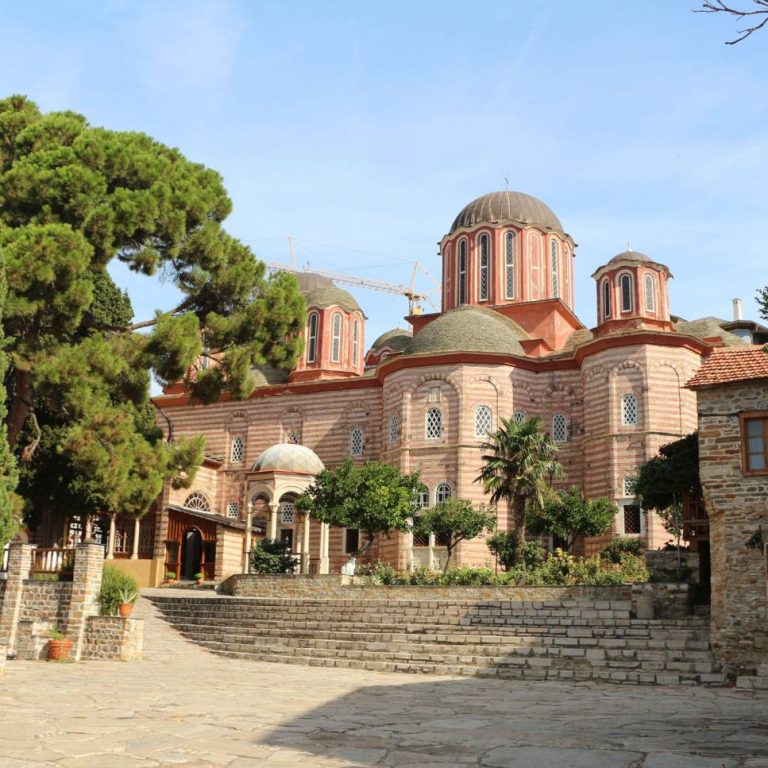 South view of the new Cathedral, with its characteristic colored painting.