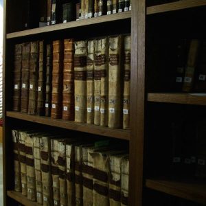 Volumes from the 18th century in the library of the Monastery.