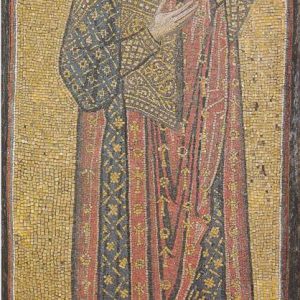 The big mosaic icon of St Georgios, of the 11th century, gift of Nikiforos Botaneatis.