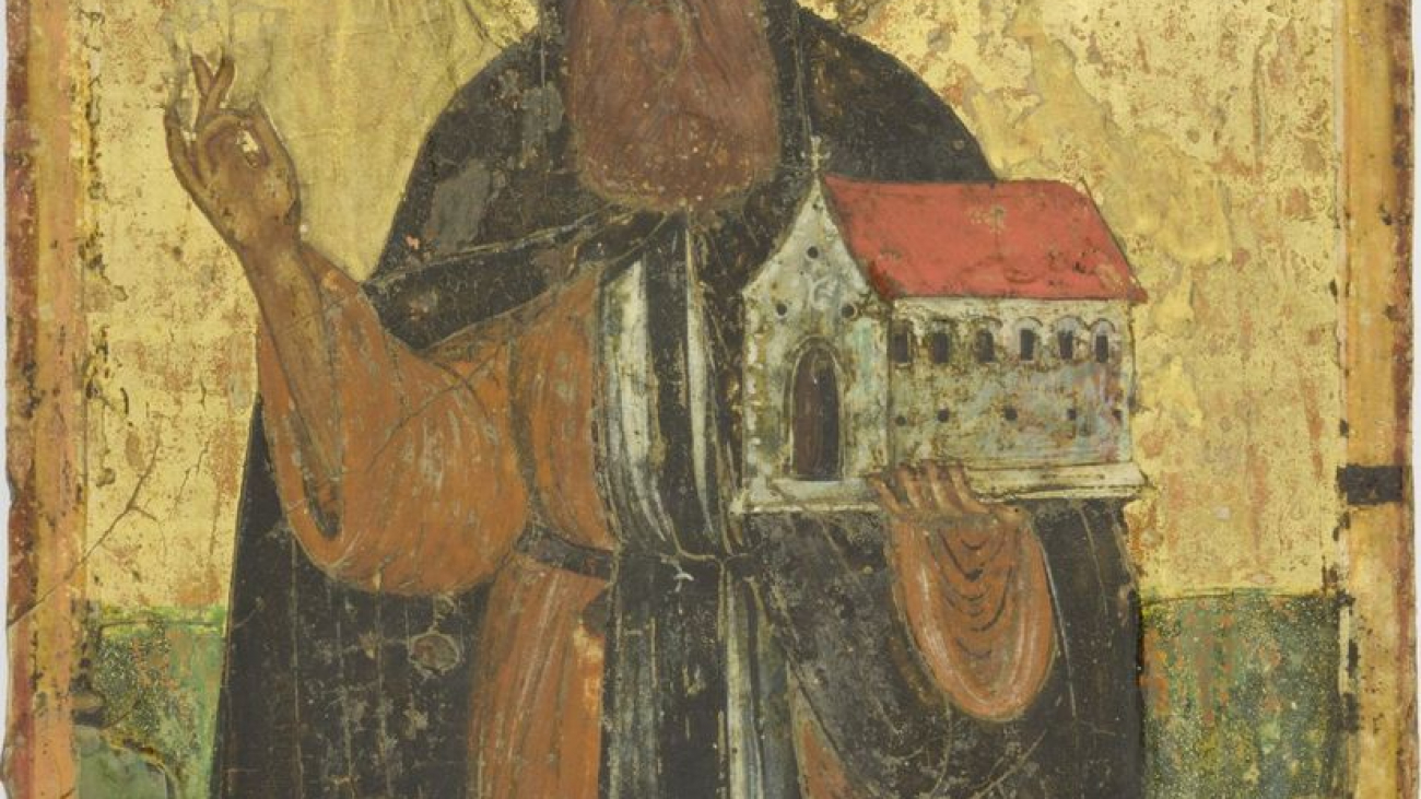 Saint Dionysios, owner of the monastery of Dionysiou. Portable icon, 18th century.