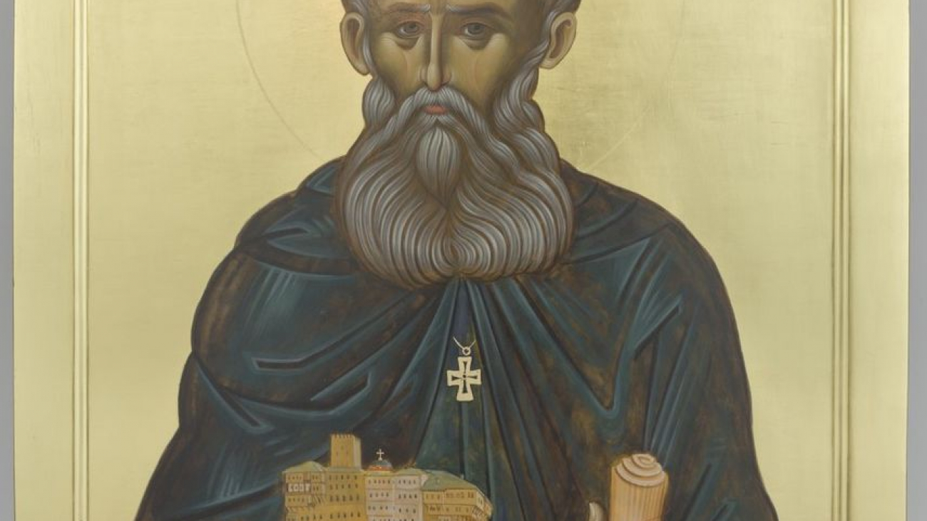 Saint Dionysios the Founder. Portable icon, 20th century.