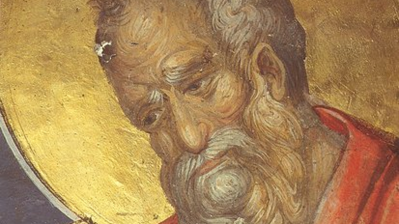 Ο άγιος Ιωάννης ο Θεολόγος, τοιχογραφίες μονής Παντοκράτορος, περίπου 1372/3.