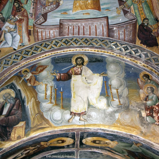 Τοιχογραφία της Αποκαλύψεως εντός του Καθολικού.